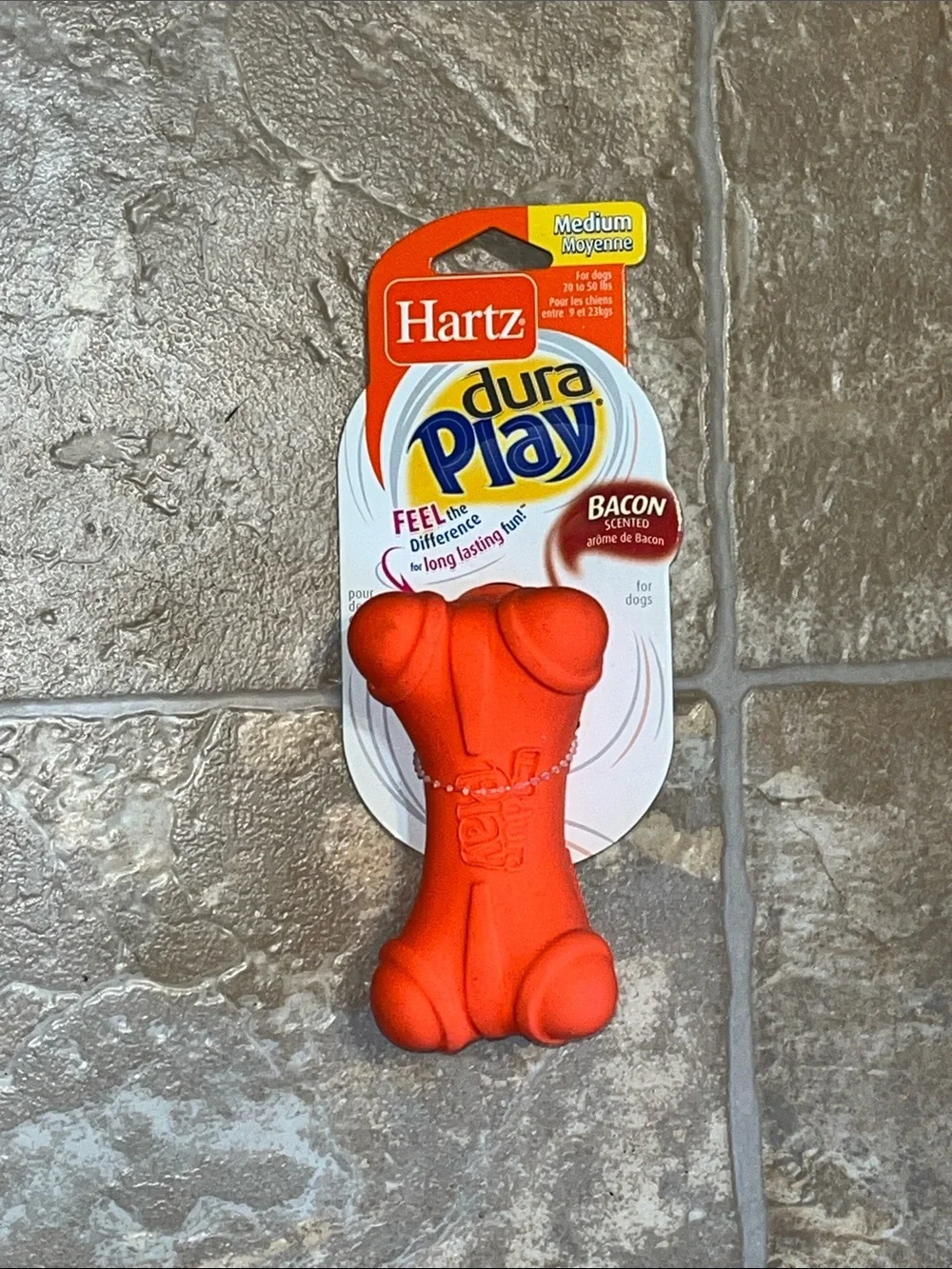 NWT Hartz Dura Play Bacon-Scented Dog Toy - Orange (Medium)
